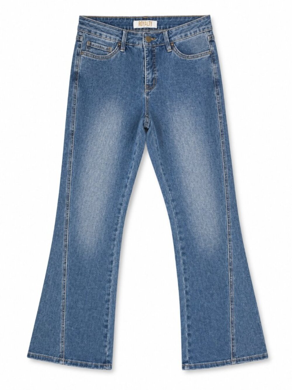Royalty For Me Flare Jeans Medium Wash Seam Detail Y2K 70s Retro Boho Denim Sz 8